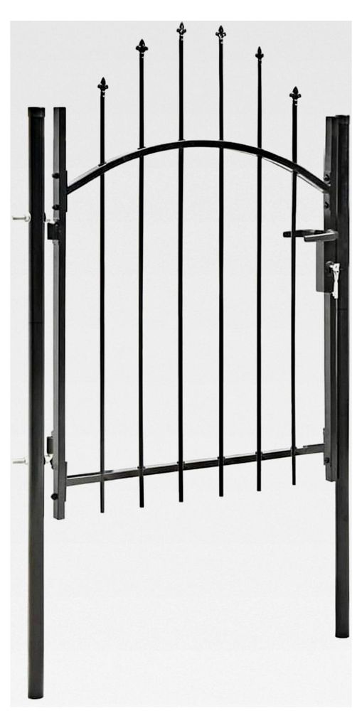 Gartentor Stahl 1x1,5 m Schwarz, Gartentür Sicherheitszauntor für Gartenzaun Hoftor Einfahrt Grundstückssicherung