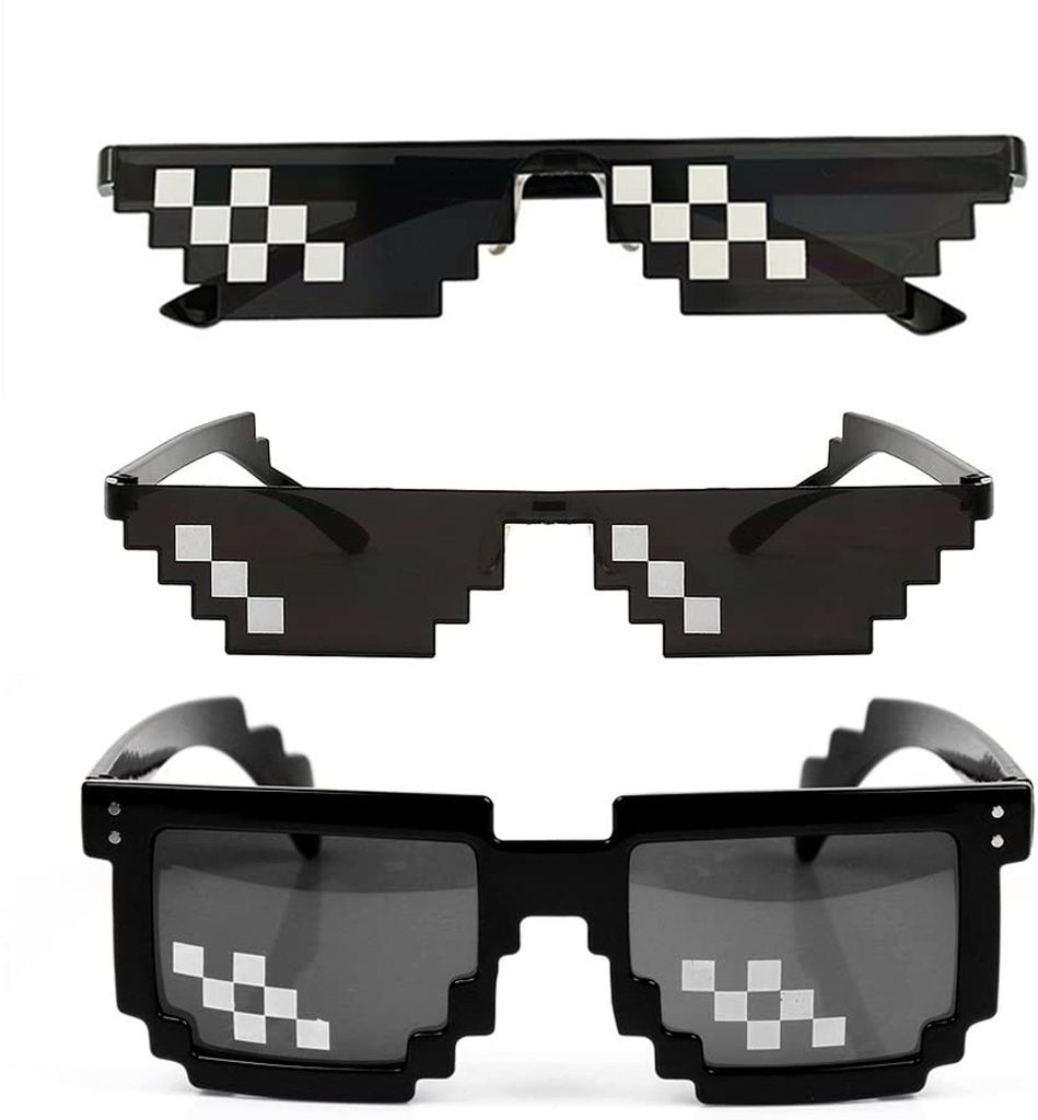 [3 Pack] Thug Life slnečné okuliare, muži ženy sklo 8bit Obrázok produktu 
