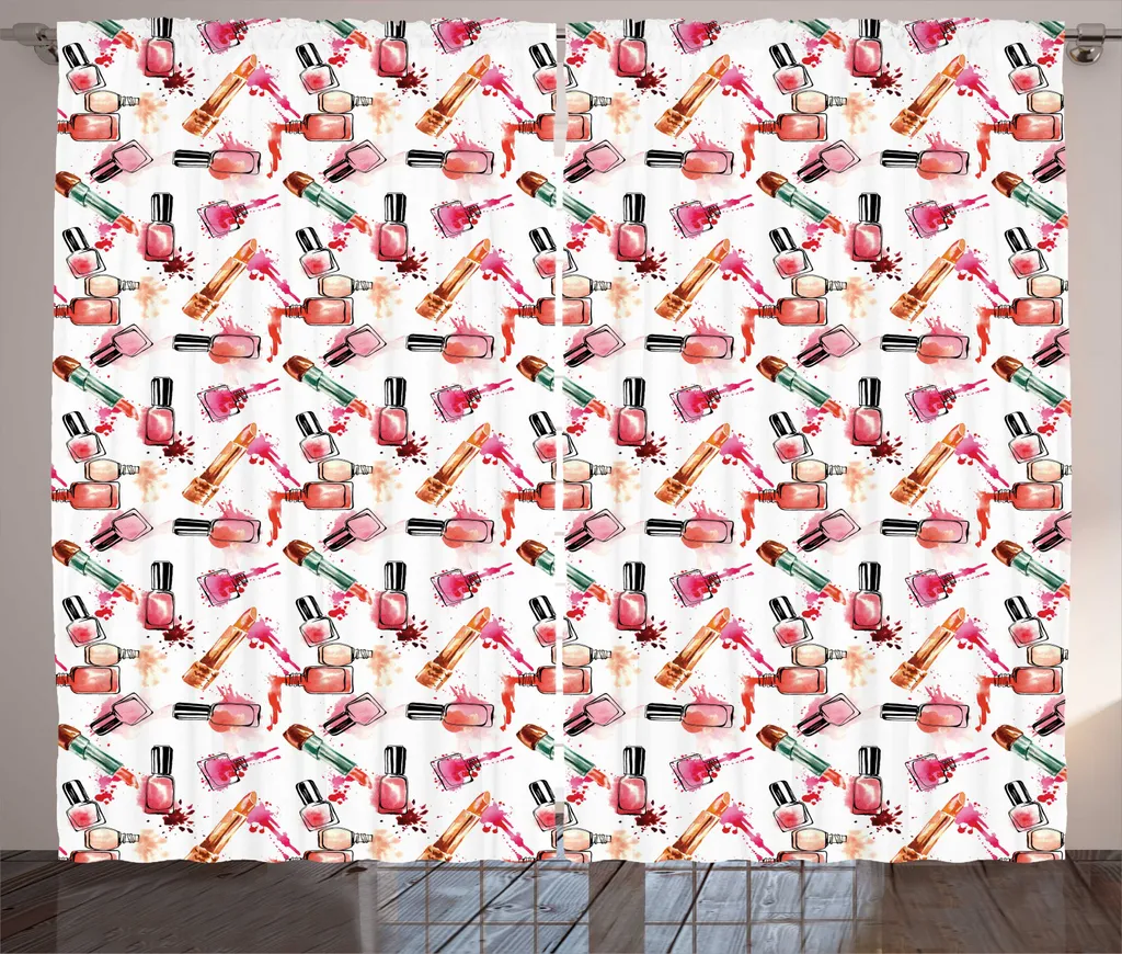 Grand rideau décoratif pour chambre de fille motif rouge à lèvres 280cm