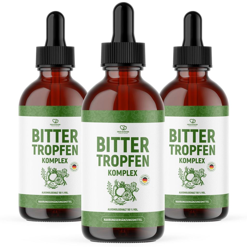 Green Nutrition Bittertropfen - natürliche Bitterstoffe aus über 20 Kräutern und Wurzeln - 3x