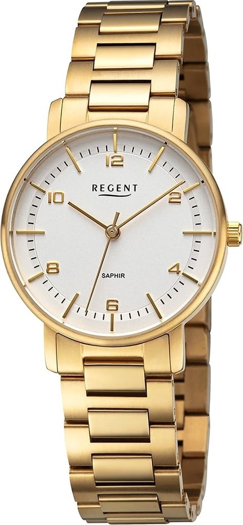 Regent Metall Damen Uhr Armbanduhr Quarz gold Metallarmband D2URF1483