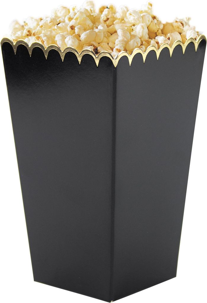 8 Popcorn-Boxen Schwarz Gold 12,5 x 7 cm - Einheitsgröße Produktbild 