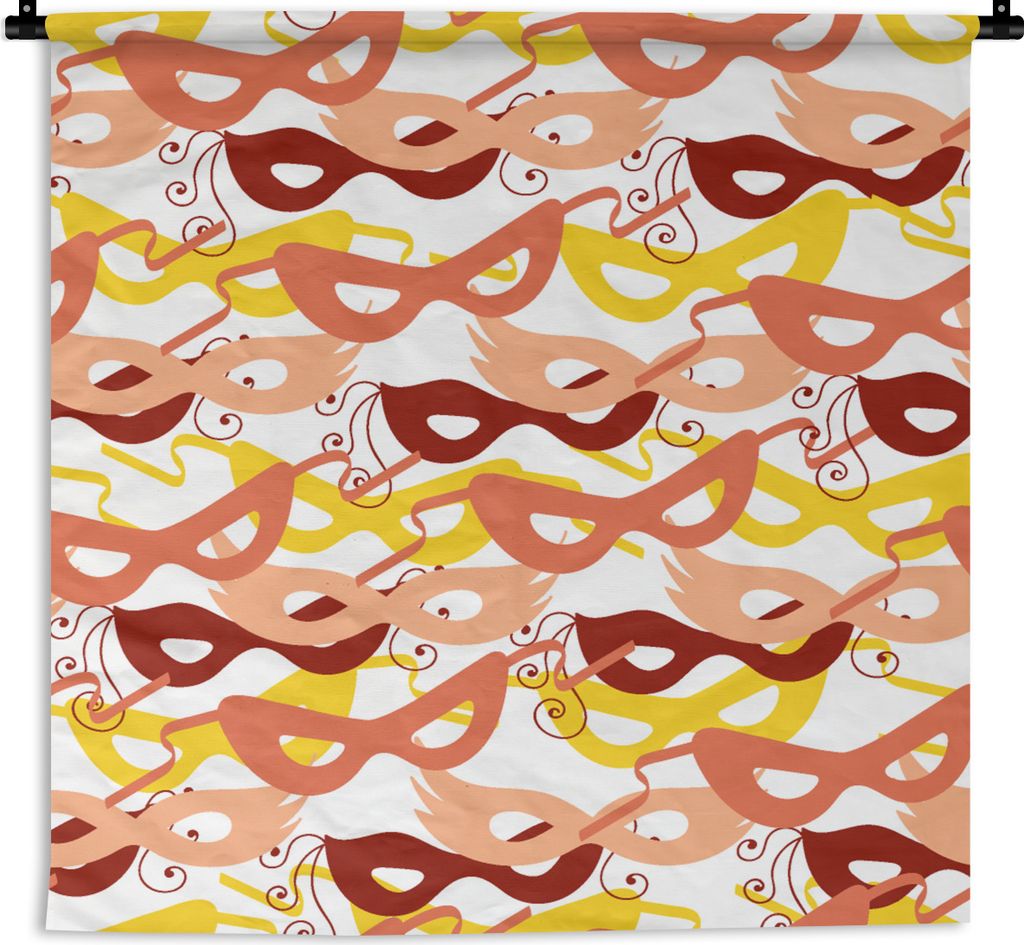 MuchoWow Wandteppich Wandbehang Maske - Muster - Karneval 60x60 cm Tapisserie Dekoration Wandtuch - Dekorationen - Wand Decke
