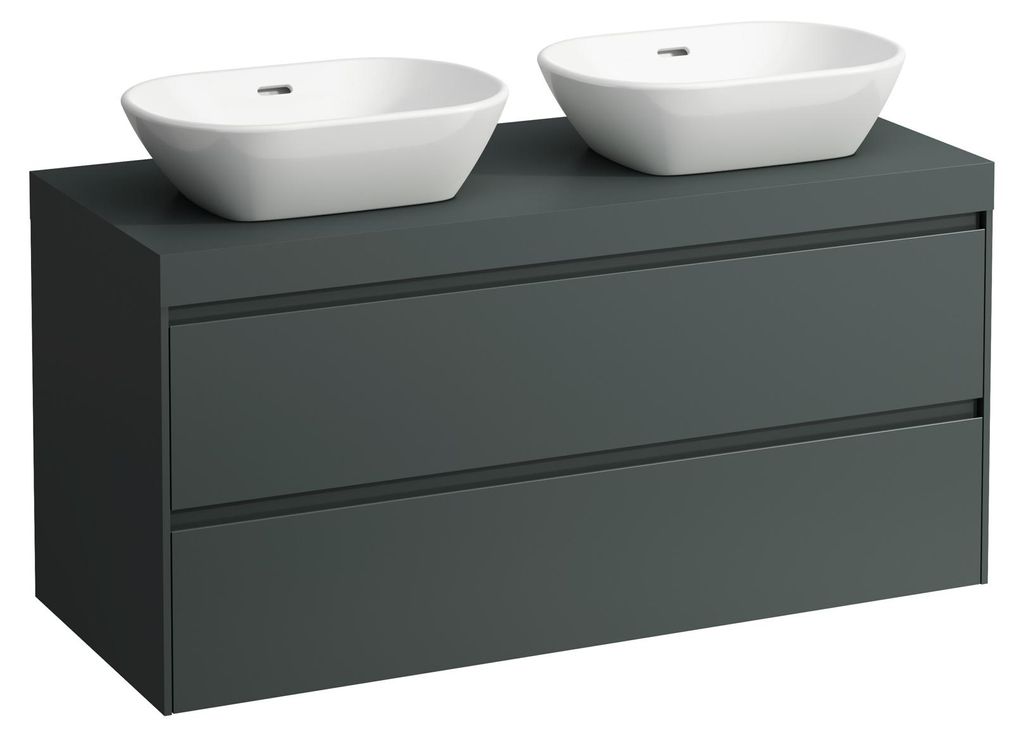 LAUFEN LANI Waschtischplatte verkehrsgrau inklusive Unterschrank, 2 Ausschnitte, 1185x495x580mm, H4055741122661
