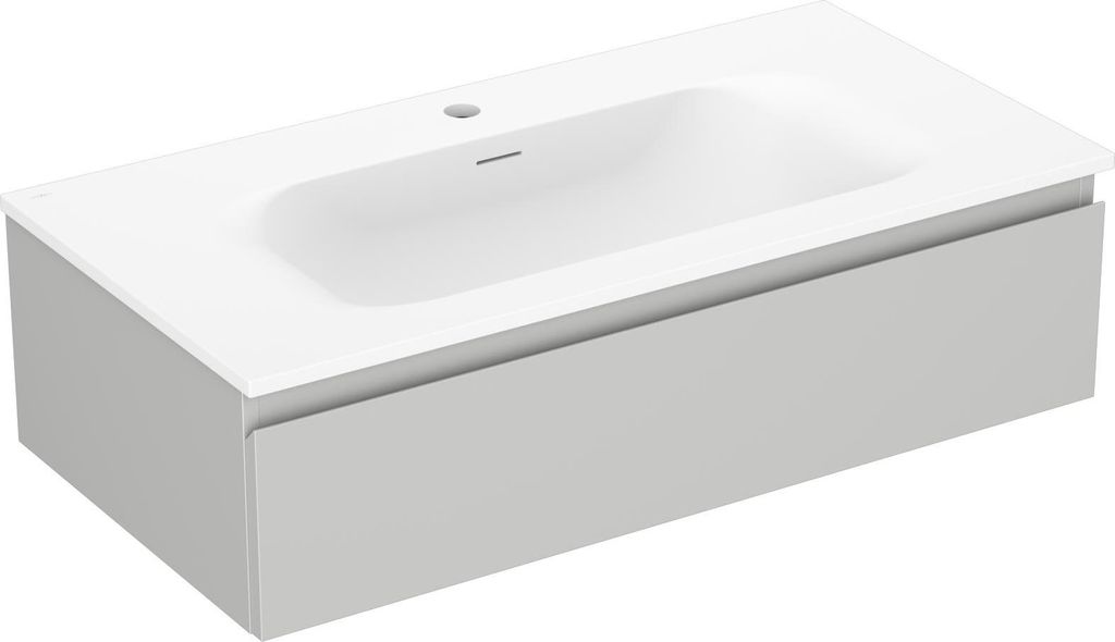 Mexen Orio Badezimmerschrank 90 cm mit Waschbecken Vela, 1 Schublade, grau matt/weiß matt - 91A10-09023-1-BF62-W23M01