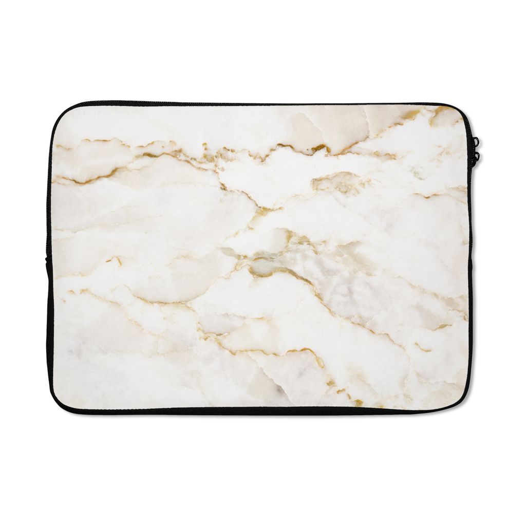 MuchoWow Laptop Hülle 13 Zoll Marmor - Limette - Gold - Luxus - Marmoroptik - Weiß Laptoptasche - Laptophülle - Sleeve - Rundumschutz - Reisen...