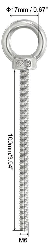 M6 x 100mm Hebeschulter Augenschraube, 3 Stš¹ck 304 Edelstahl Gewinde?se mit Muttern und Unterlegscheiben zum Aufh?ngen von H?ngemattenartikeln