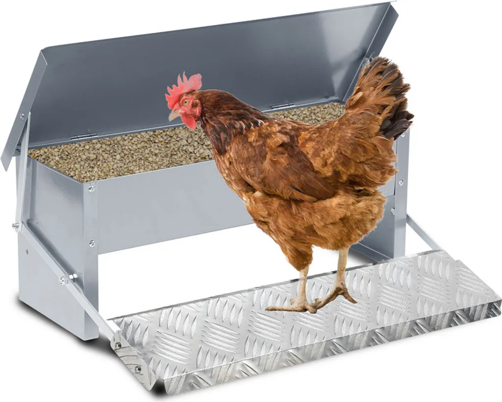 Mangiatoia a Pedale 5kg in Acciaio Zincato - Anti-Spreco per Polli