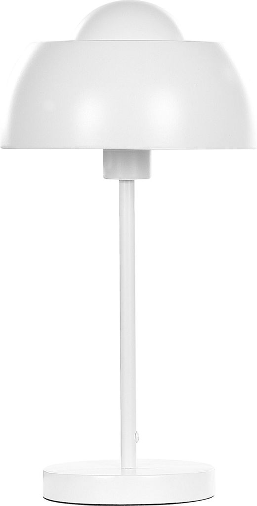 BELIANI Tischlampe Weiß aus Metall 44 cm runder Schirm Kabel mit Schalter Industrie Look Modernes Design