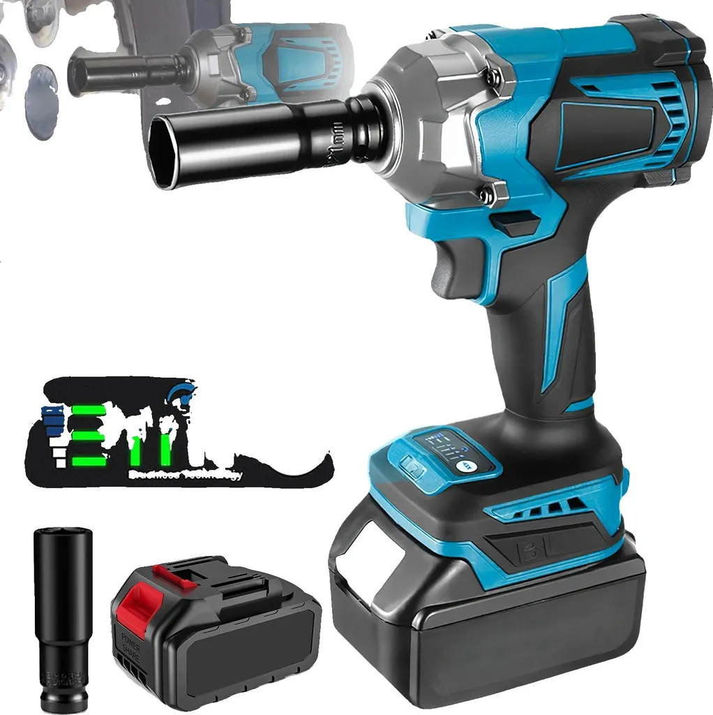 Clé à chocs couple élevé 500Nm moteur Brushless avec batterie et chargeur