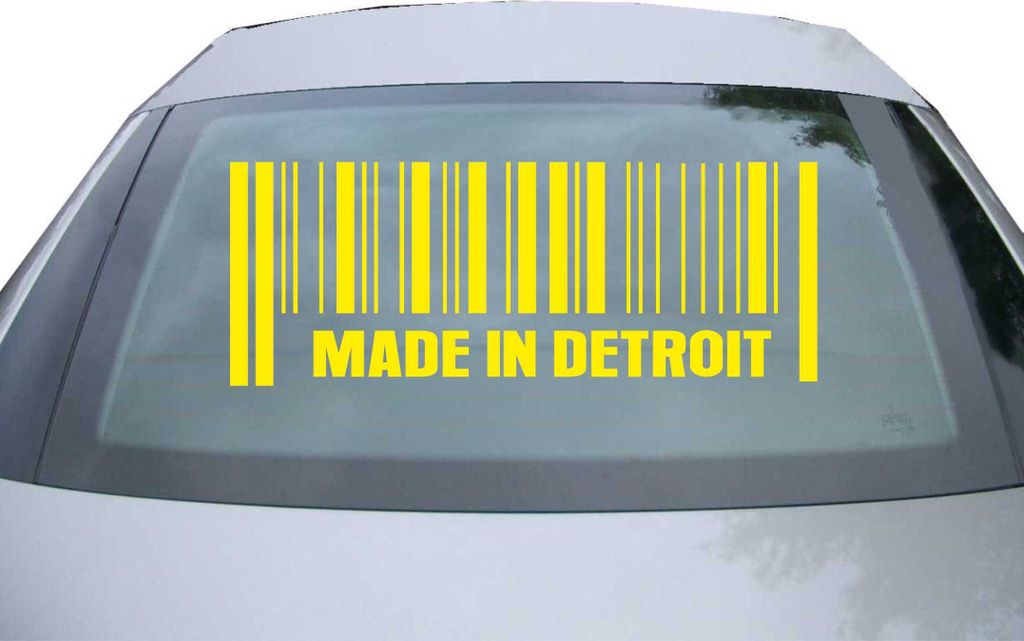 Indigos UG - Aufkleber Heckscheibe & Motorklappe DE2463 - gelb - 600x228 mm - Detroit - Auto Scheiben Fenster Heckklappe Tuning Racing JDM - Die cut