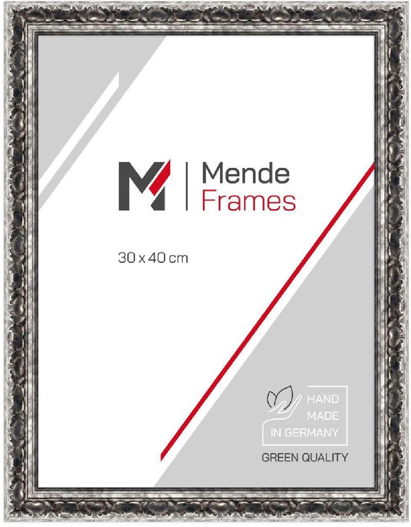 MendeFrames H215 Bilderrahmen Antik Silber Museumsglas 40x60 cm