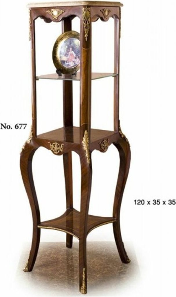 Casa Padrino Barock Beistelltisch mit Marmorplatte 35 x 35 x H. 120 cm - Luxus Beistelltisch