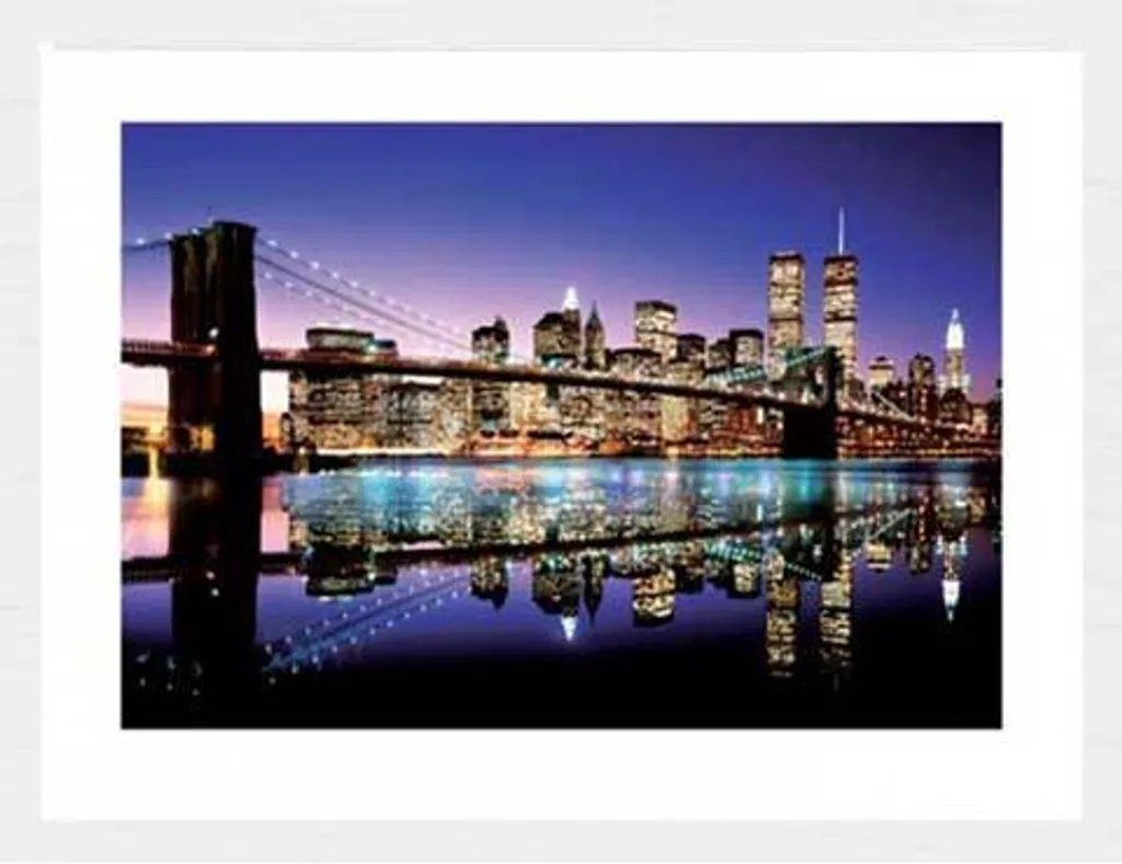 Tableau Pont de Brooklyn Shinsuke® - Cadre Blanc MDF et Vitre Acrylique