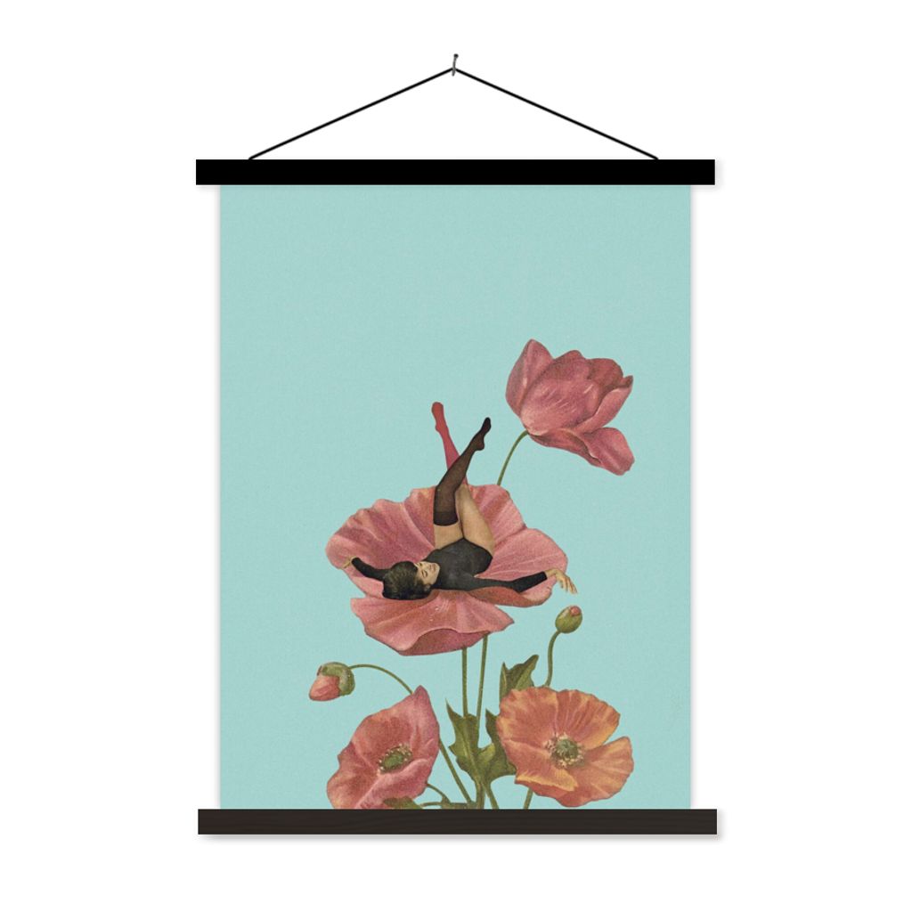 MuchoWow Textilposter Träume - Vintage - Frauen 40x53 cm mit schwarzem Rahmen - Abbildung