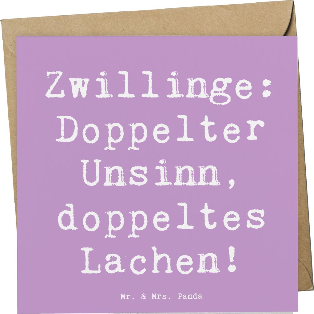 Mr. & Mrs. Panda Grußkarte Spruch Zwillingsgeschwister Spaß - Lavendeltraum - Geschenk, Verwandte, Zwillinge, anlasskarte, Klappkarte, doppelkart...