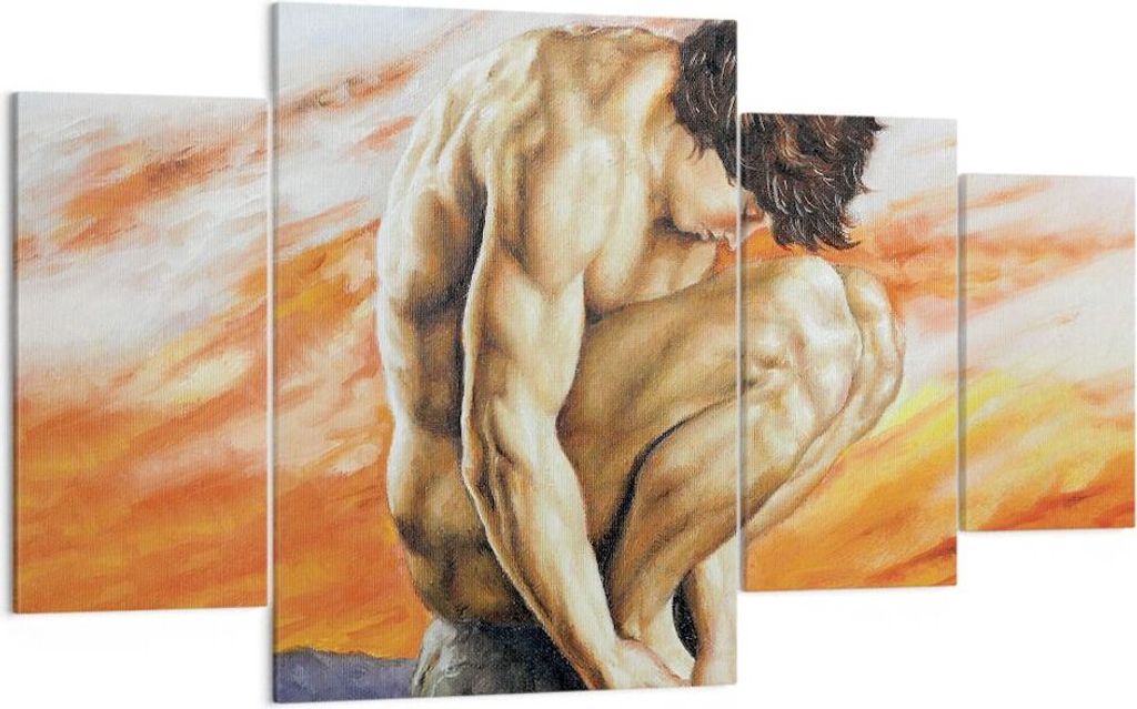 Bild auf Leinwand - Leinwandbild - 4 Teile - Körper Mann bunt - 160x90cm - Wand Bild - Wanddeko - Wandbilder - Leinwanddruck - Bilder - Wanddekora...