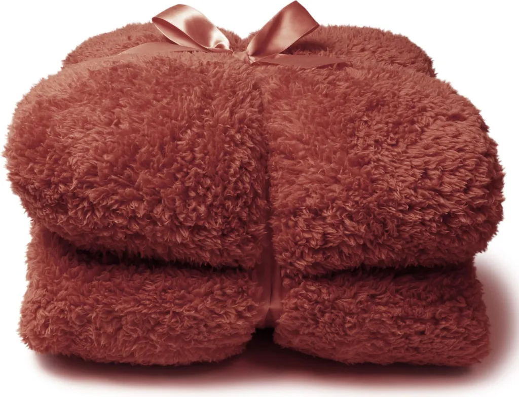 Plaid douillet en peluche orange marron jeté de lit chaud et design