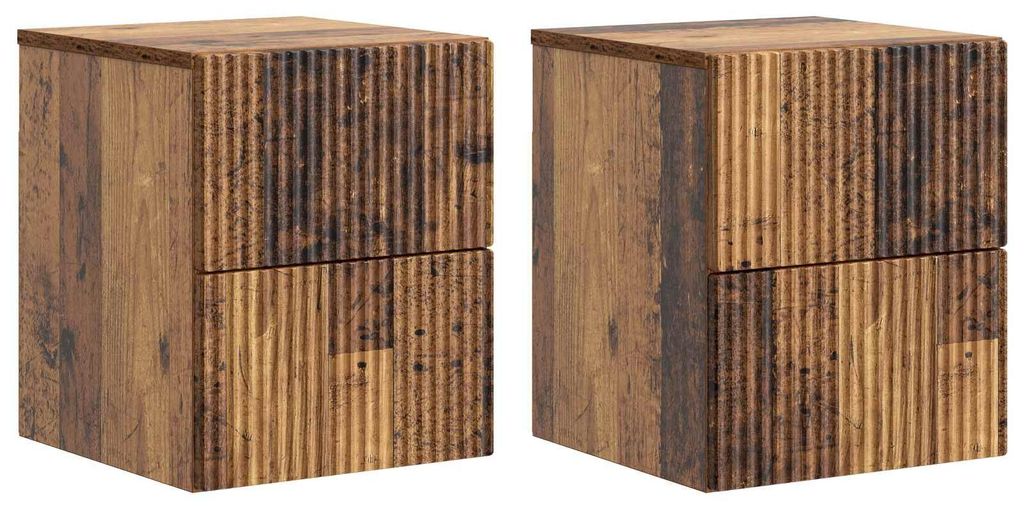 Maison Exclusive - Wandmontierter Nachttisch 2 pcs Altholz 33 x 34,5 x 40 cm