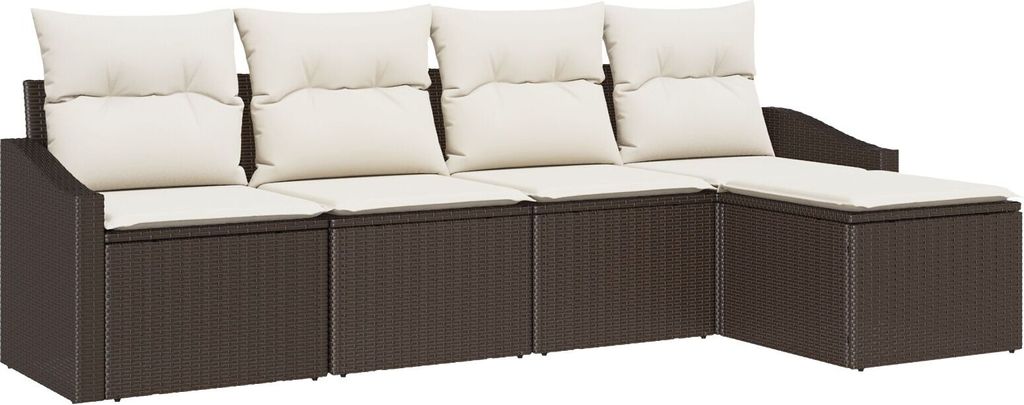 Möbel 5-tlg. Garten-Essgruppe mit Kissen Braun Poly-Rattan - Gartensofas 3355347