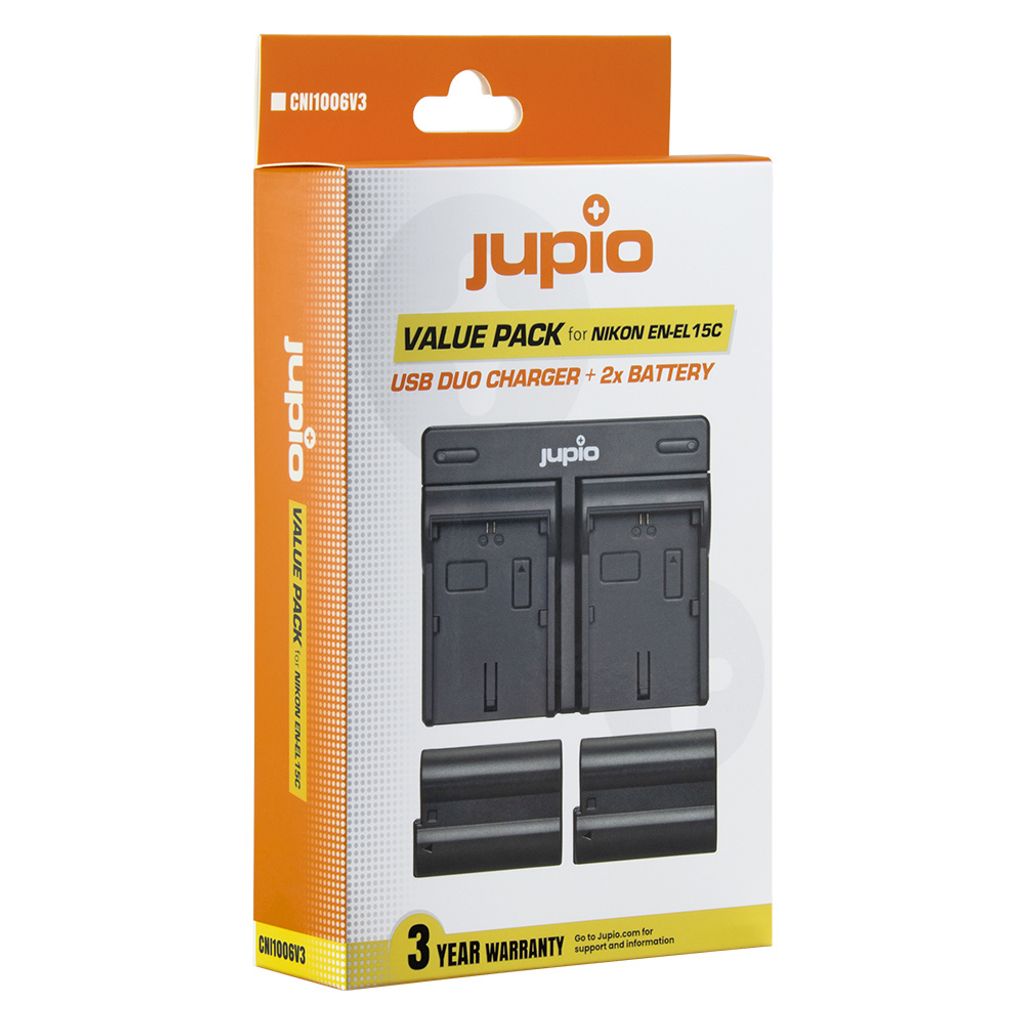 Jupio Value Pack: 2x Battery EN-EL15C 2100mAh + USB Dual Charger (CNI1006V3)