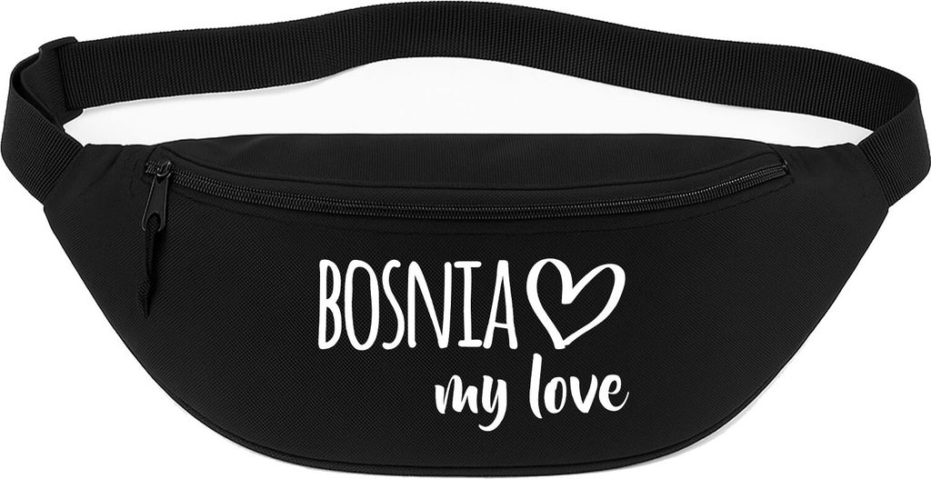 Huuraa Bauchtasche Bosnia my love 2,5 Liter Black Polyester Crossbody Bag Geschenkidee
