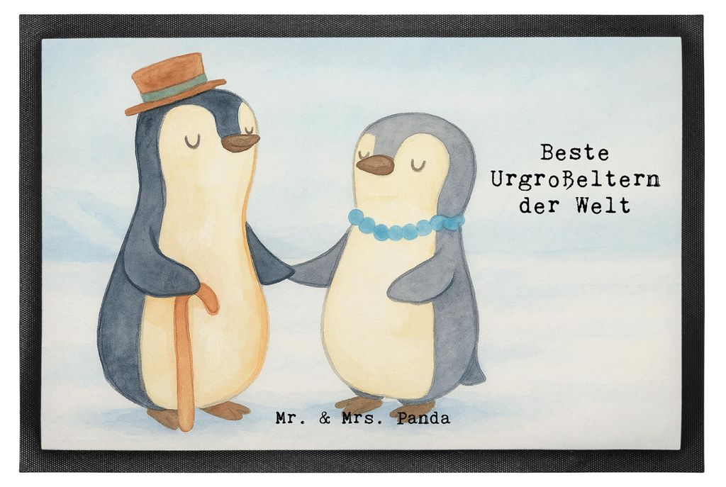 Mr. & Mrs. Panda Fußabstreifer Pinguin Beste Urgroßeltern der Welt Design 50 x 75 cm - Weiß - Geschenk, Fussmatte, fußmatte, Schmutzmatte, Schm...