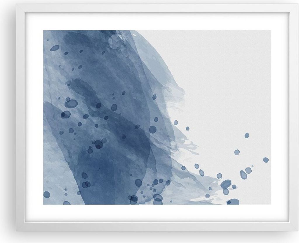 Gerahmtes Poster - Weißer Rahmen - Blau Weiß Hintergrund - 50x40 cm - Wand Bild - Wanddeko - Wandbilder - Kunstposter - Wandposter - Bilderrahmen...