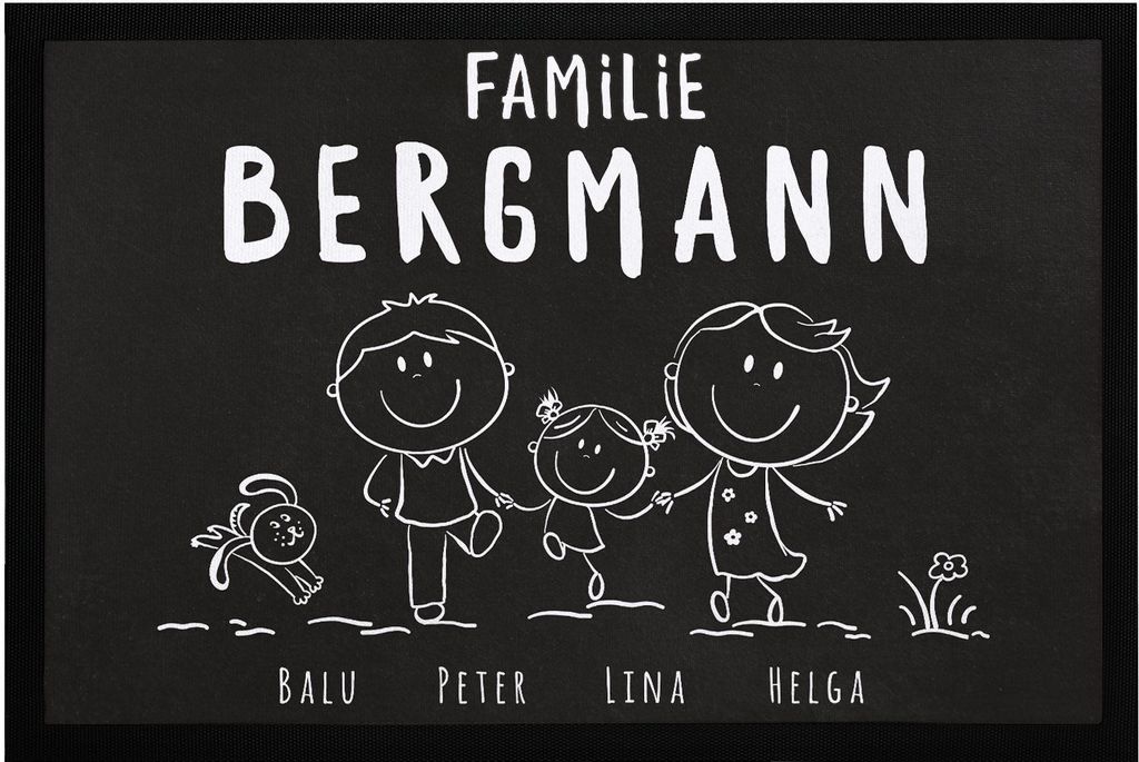 Fußmatte Familie personalisiert mit Namen 1, 2, 3 & mehr Produktbild 