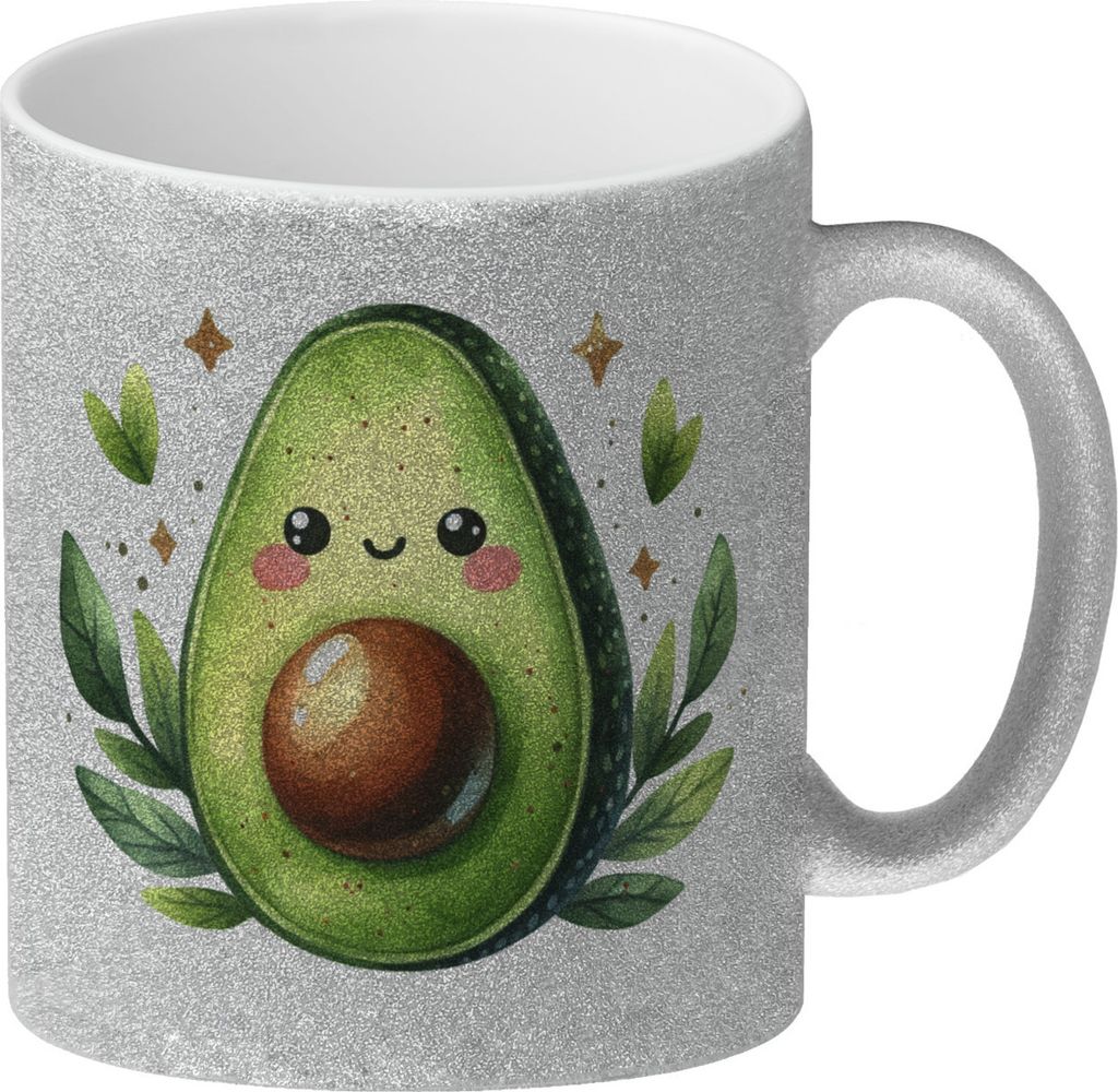 Avocado Glitzer-Kaffeebecher Produktbild 