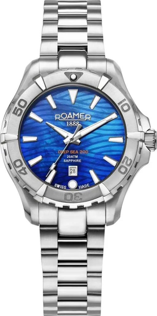 Montre de plongée ROAMER 860844 41 45 20 femme acier et bleu sport