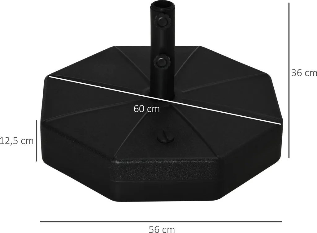 Support parasol terrasse et jardin - Base noire stable lestable eau sable - 3