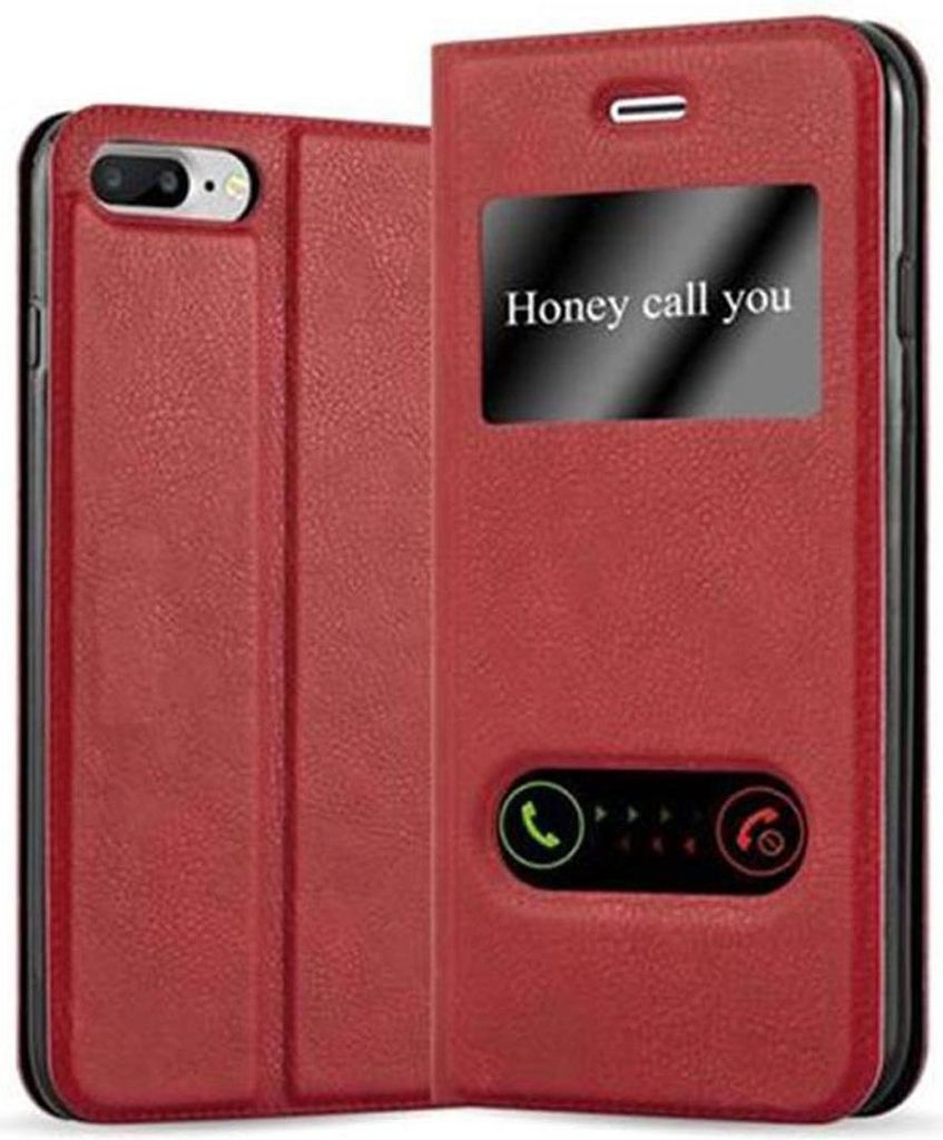Cadorabo Schutzhülle für Apple iPhone 7 PLUS / 7S PLUS / 8 PLUS Hülle in Rot Handyhülle Book Case Cover Etui