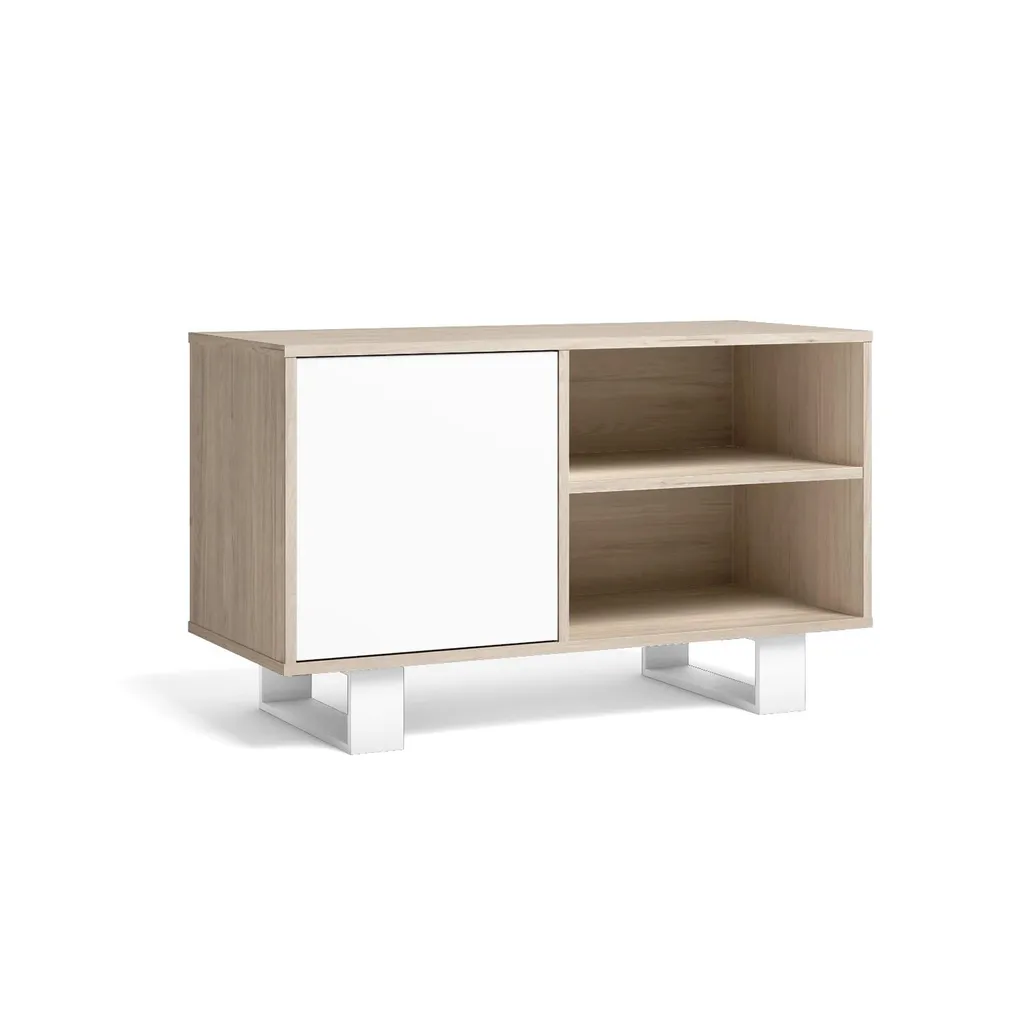 Mobile TV, soggiorno, modello WIND, colore Rovere e Bianco, 95x40x57cm
