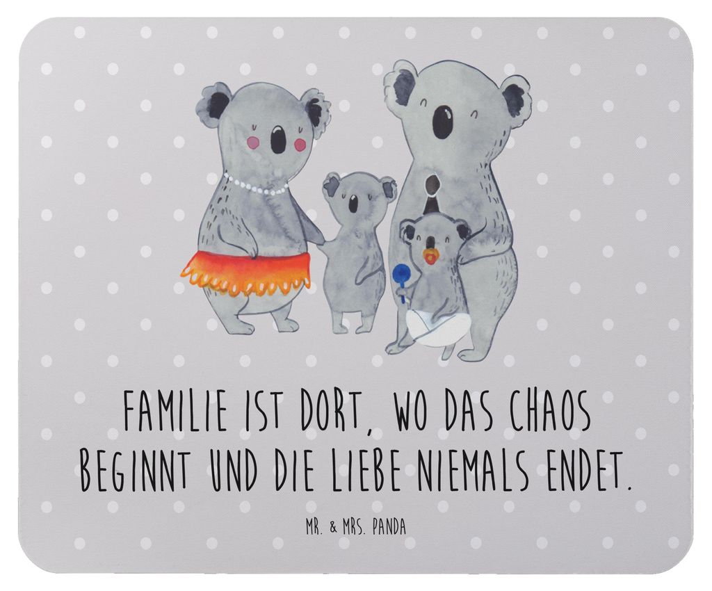 Mr. & Mrs. Panda Mousepad Koala Familie - Grau Pastell - Geschenk, Mouse Pad, Muttertag, mousematte, laptop, Mauspad, Kinder, Papa, computer, Mama,...