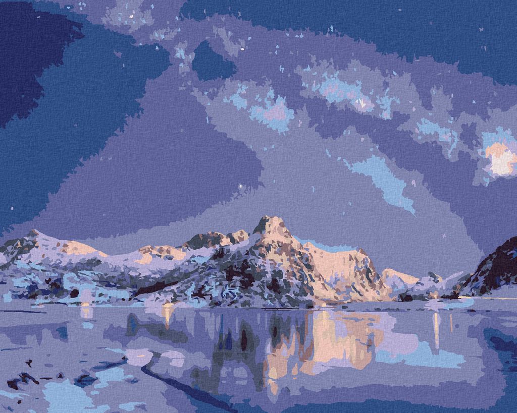 Zuty - Malen nach Zahlen - MILCHSTRASSE ÜBER DER GEFRORENEN MEERESKÜSTE, 40x50 cm, mit Keilrahmen (bereits gespannt)