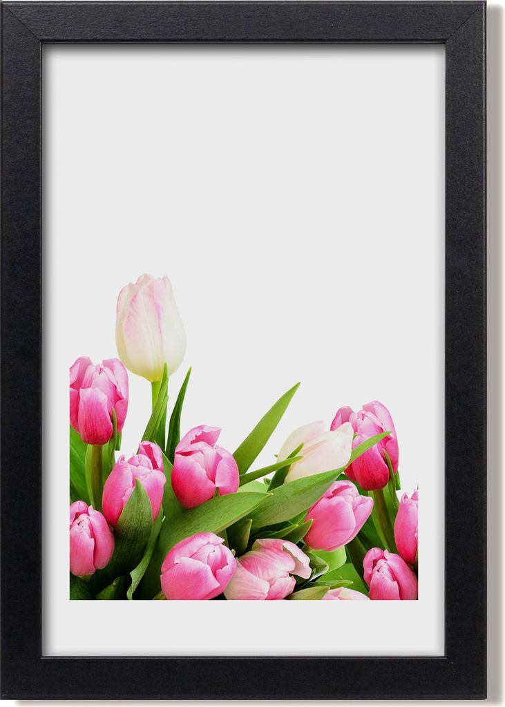Bild 20x30 MDF-Rahmen, Wandkunst Rosa Tulpen