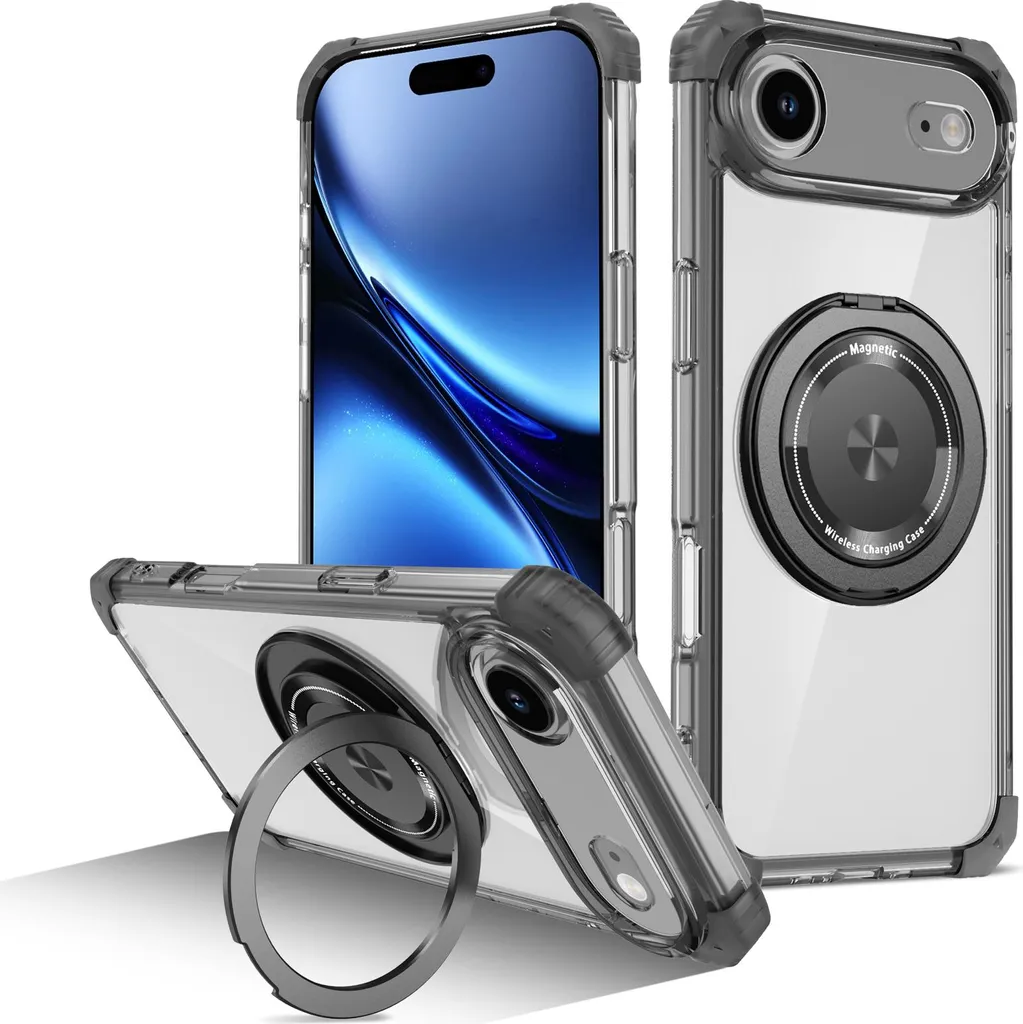Custodia magnetica per iPhone 15, paraurti ibrido in PC e TPU, prese d'aria per la