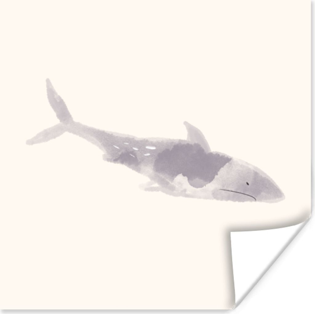 MuchoWow Poster Haie - Tiere - Meer - Aquarell 75x75 cm - Wand Dekoration