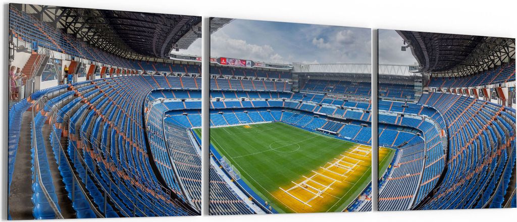 DEQORI Glasbilder Acryl 3x50x50 cm 'Santiago Bernabeu, Madrid' Wandbilder XXL groß