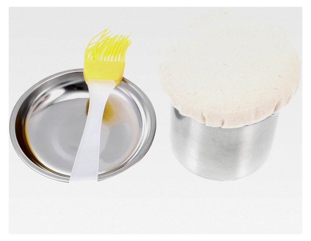 Edelstahl-Pfannkuchenölpinsel 9,5 cm mit praktischem Ablagefach zum gleichmäßigen Verteilen von Öl beim Kochen und Braten in der Küche, zufäl...
