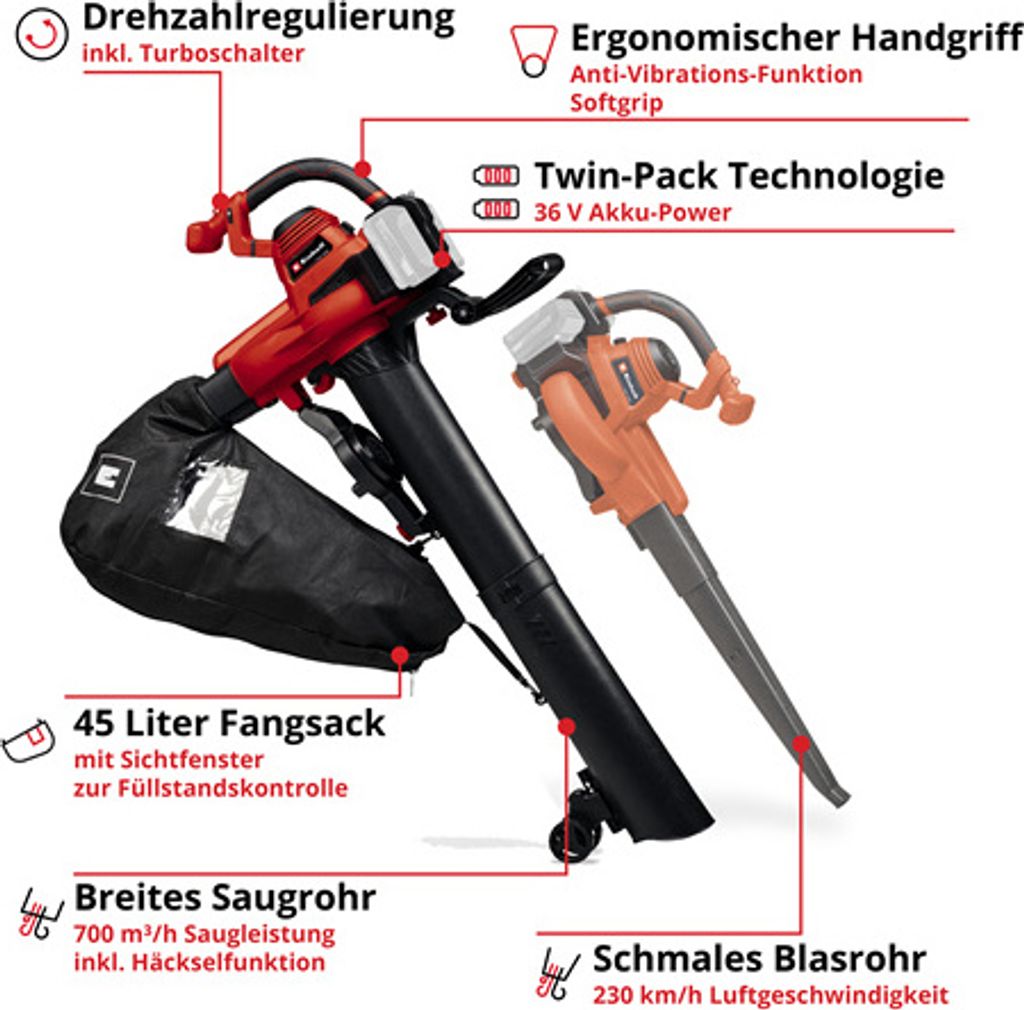 Einhell Power X-Change Akku-Laubsauger GE-CL 36/230 Li E Produktbild 3