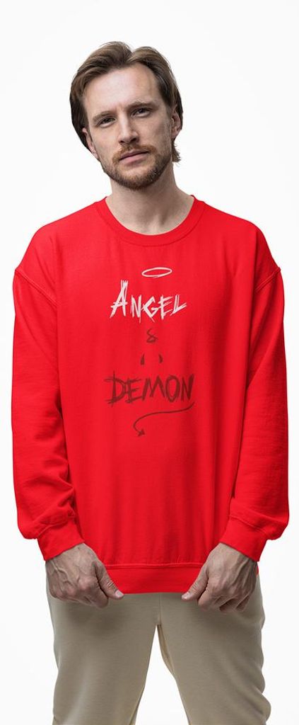 D&B Design Uni Pullover SWEB00002 Angel Demon Rot-Größe 3XL