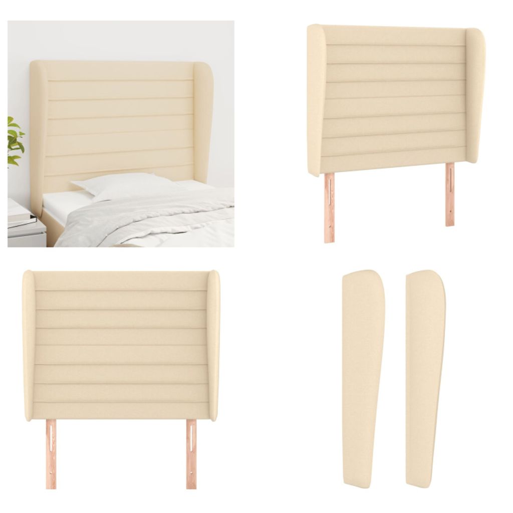 vidaXL Kopfteil mit Ohren Creme 93x23x118/128 cm Stoff - Kopfteil - Kopfteile - Bett-Kopfteil - Bettkopfteil