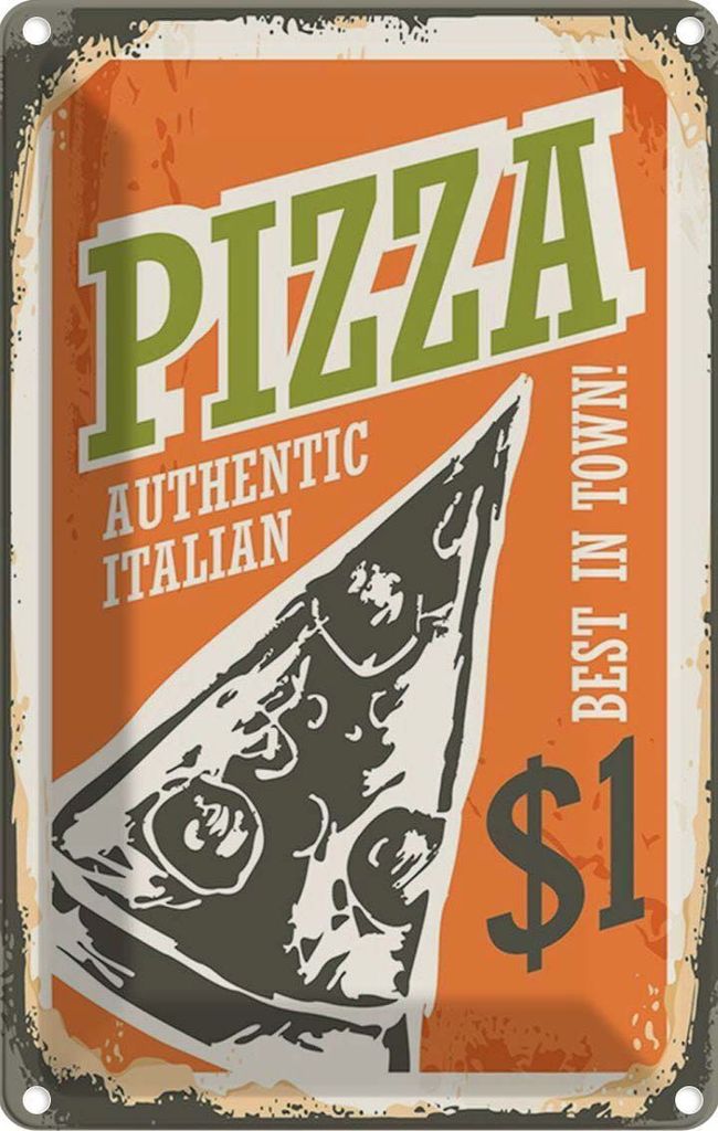 vianmo Blechschild 18x12 cm Pizza best in town 1$ Italian Essen Trinken