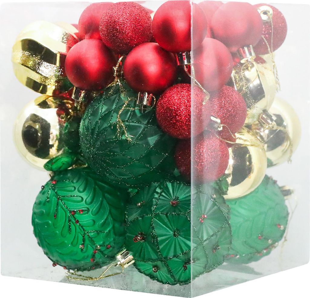 36 bruchsichere Kunststoffkugeln als Weihnachtsbaumschmuck mit Aufhängeschlaufe für Hochzeiten, Feiertage und Partys