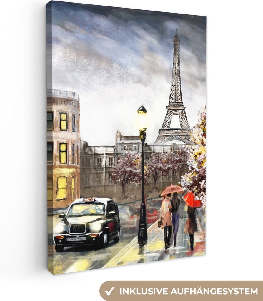 MuchoWow - Leinwandbilder - Gemälde - Paris - Frankreich - Öl, Wandbild, Wanddeko Bilder Wohnzimmer, 20x30 cm