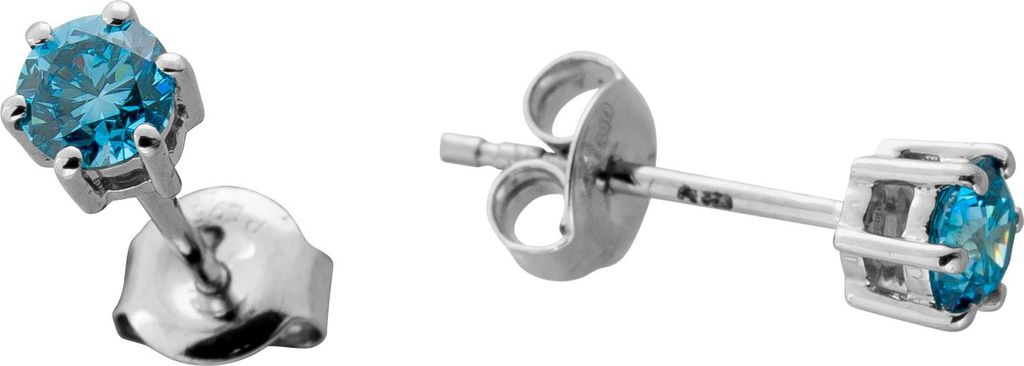 Brillant Ohrstecker 950 Platin Blaue Natur Diamanten 0.50ct