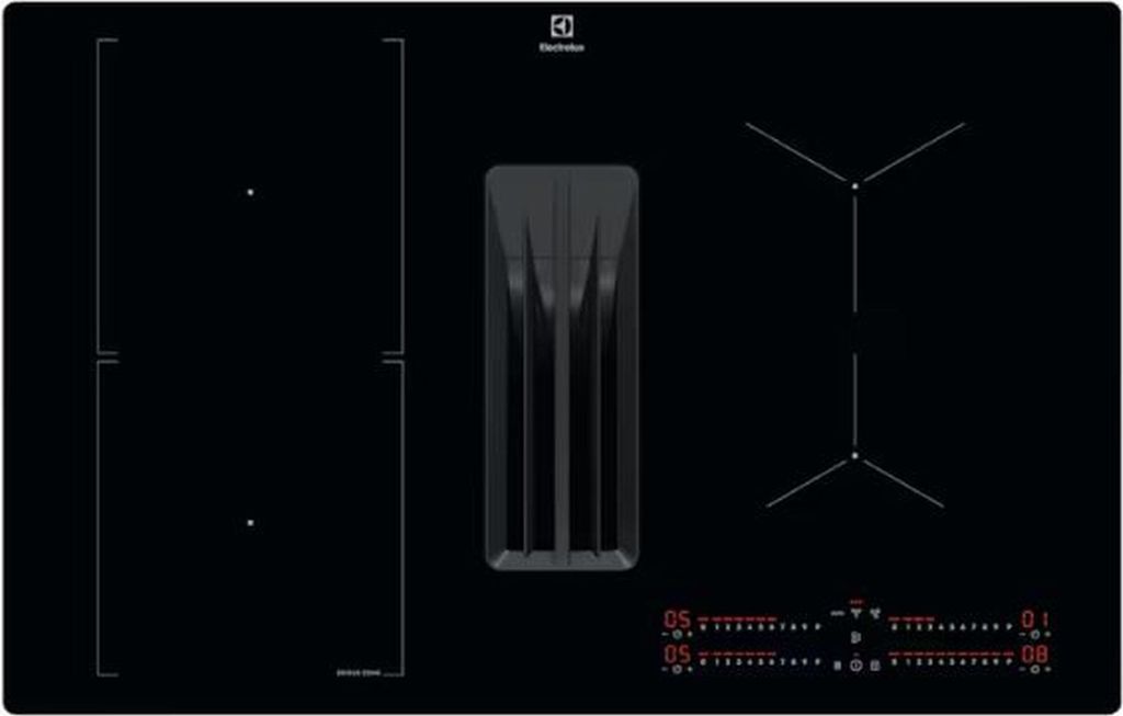 Electrolux- KCC83480I - Einbau-Induktions-Kochfeld mit integriertem Dunstabzug - Muldenlüfter - 80 cm