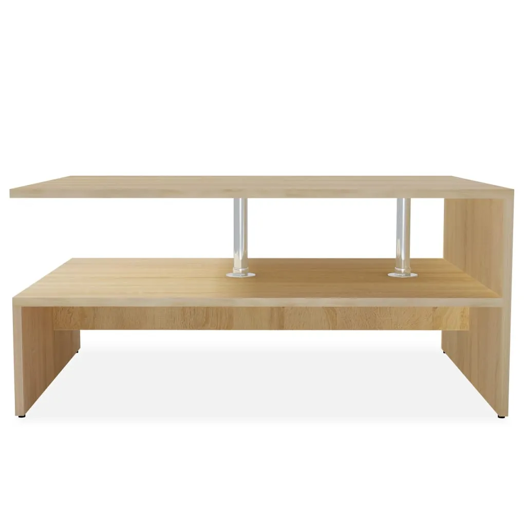 Table de salon rectangulaire aspect chêne 90 cm en bois composite chic